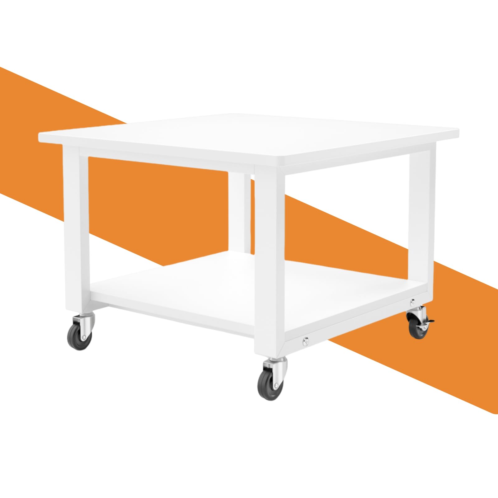 ホワイトカラーのDEWELプリンター台|二段式収納ラック